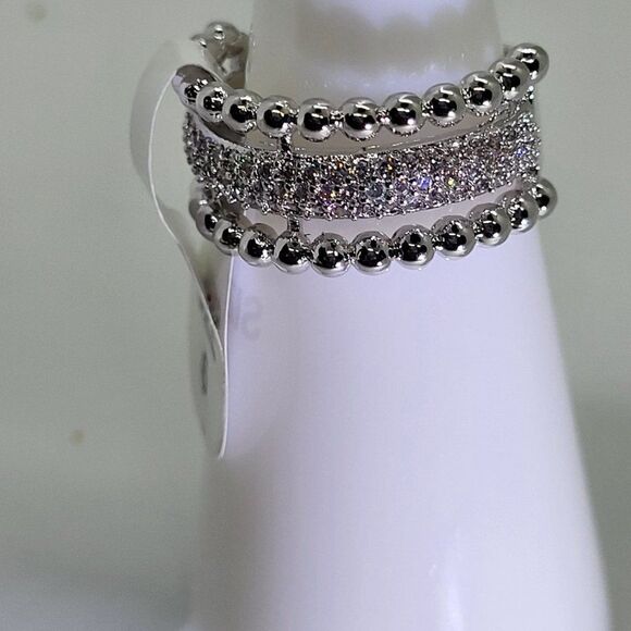 NEW, SGS MARKET/BARZEL BRAND, 18K WHITE GOLD PLATED, SIZE 6, CZ FACE STONE - Picture 4 of 6